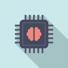 Poster - Brain ai processor icon. Flat illustration of brain ai processor vector icon for web design