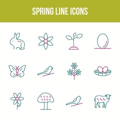 Sticker - Unique spring vector line icon set