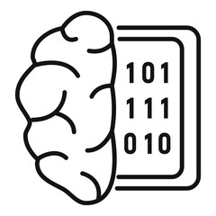 Poster - Data analysis brain icon. Outline data analysis brain vector icon for web design isolated on white background