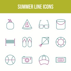 Sticker - Unique summer vector line icon set