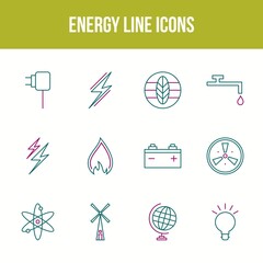 Poster - Unique energy vector line icon set