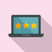 Three Star Laptop Gamification Icon. Flat Illustration Of Three Star Laptop Gamification Vector Icon For Web Design