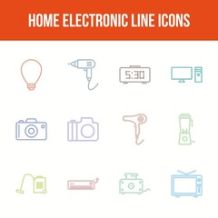 Sticker - Unique home electronic vector line icon set