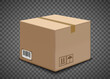 Closed cardboard box. Packing isolated on a transparent background