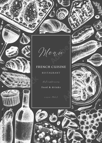 Obrazy prowansalski   recznie-naszkicowane-ulotki-piknik-kuchni-francuskiej-na-tablicy-szkolnej-modne-jedzenie-i-napoje-delikatesowe