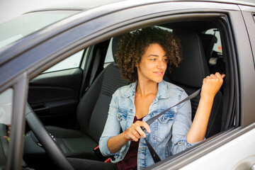 Wall Mural - woman in car