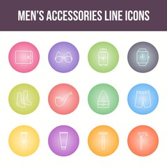 Sticker - Unique men's accessories vector line icon set