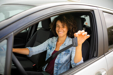 Wall Mural - woman in car