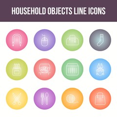 Sticker - Unique household objects vector line icon set