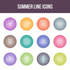 Sticker - Unique summer vector line icon set