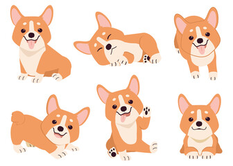 The collection of corgi in many action. Graphic resource about set of dogs corgi for graphic, content, etc. 