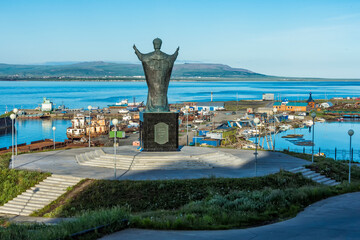 Wall Mural - Saint Nicholas Statue, Siberian City Anadyr, Chukotka Province, Russian Far East