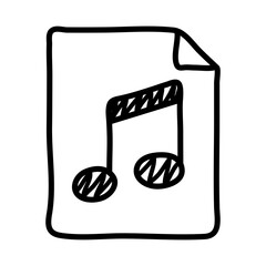 Sticker - music note in paper sheet line style icon