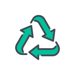Poster - Recycle color line icon. Recycling vector outline colorful sign.