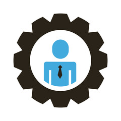 Sticker - businessman figure with gear flat style icon