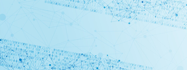 Technology background with plexus effect. Big data concept. Binary computer code.  Vector illustration.
