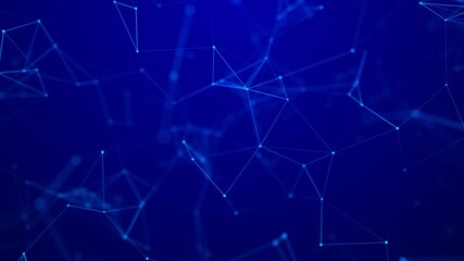 Poster - Dynamic plexus of glowing lines and dots. Abstract digital background. Network or connection. 3D rendering. Seamless loop.