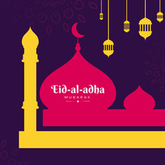 Wall Mural - Eid Al Adha mubarak greeting wish poster, card, vector illustration