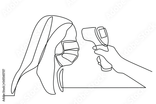pix Thermometer Drawing Images https stock adobe com images continuous line drawing of usage of infrared non contact forehead thermometer gun to check body temperature for virus covid 19 symptoms someone is being tested for body temperature with a thermometer 361560707 start checkout 1 content id 361560707