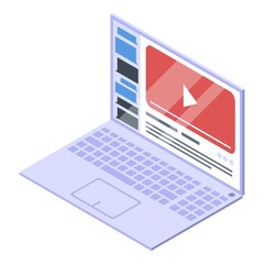 Poster - Laptop online business training icon. Isometric of laptop online business training vector icon for web design isolated on white background