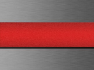 Canvas Print - Interesting illustration of a clean metal surface with a red line with a copy space