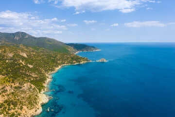  aerial view of the marine coast of Monte Argentario in the Tuscan Maremma