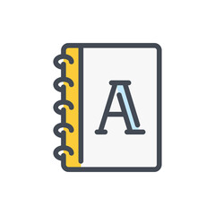 Fototapete - Workbook color line icon. Textbook vector outline colorful sign.