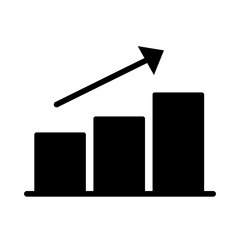 Poster - statistics bars with arrow silhouette style icon