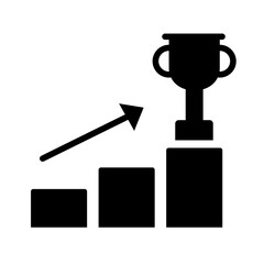 Wall Mural - trophy cup in statistics bars with arrow silhouette style icon