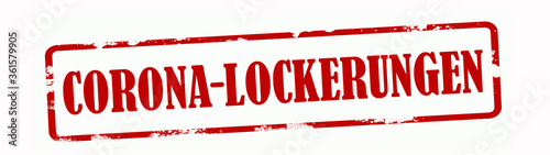Fotografía CORONAVIRUS - Roter zerkratzer Stempel Banner, mit dem Wort: CORONA-LOCKERUNGEN