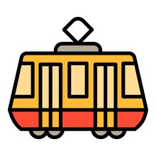 Tram car icon. Outline tram car vector icon for web design isolated on white background