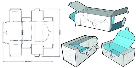 Cardboard Packaging for Masks (Internal measurement 20.5x 10.2 + 9 cm) and Die-cut Pattern. The .eps file is full scale and fully functional. Prepared for real cardboard production.
