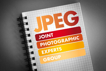 Fototapete - jpeg - joint photographic experts group acronym, concept background