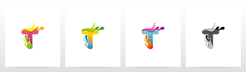 Wall Mural - Colorful Splashes On Letter Logo Design T