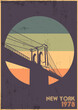 Brooklyn Bridge 1978 Poster, Symbol of New York, Vintage Colors, Grunge Texture 