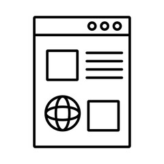 Sticker - sphere browser with template webpage line style icon