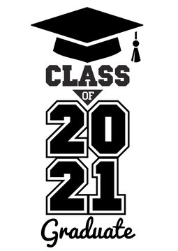 Class of 2021. The concept of design congratulations school graduation. Illustration, vector