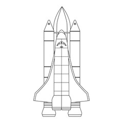 Poster - space shuttle takes off contour linear style. vector
