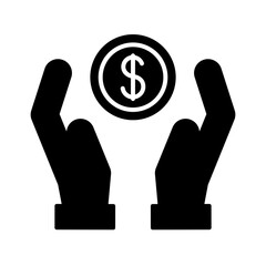 Sticker - hands lifting coin silhouette style icon