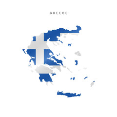 Wall Mural - Waving flag map of Greece. Vector illustration