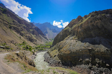 mountain landscape with blue sky