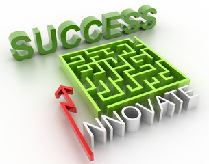 Poster - Maze concept, challenge and human choices theme. Original 3d rendering