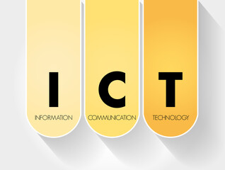 Poster - ict - information and communication technology acronym, business concept background