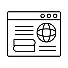 Sticker - sphere browser with template webpage line style icon