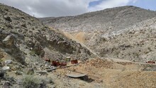 Historical Lost Burro Gold Mine In Death Valley National Park, California, Lays The Old Mining Environmental Waste Of Metal And Wood Debris.