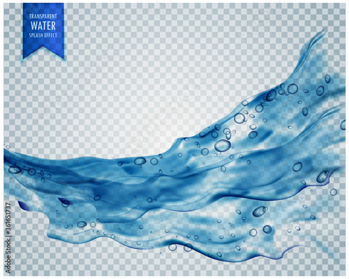 Cuadros en Lienzo blue water splash wave with bubbles on transparent background