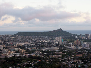 Wall Mural - Aerial of city of Honolulu from Diamond Head to Manoa