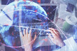 © peshkova - Double exposure of woman hands typing on computer and forex chart hologram drawing. Stock market invest concept.
