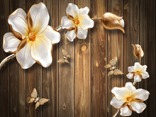 Frangipani Flowers On Wooden Background