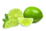 Fototapeta Nowy Jork - Lime. Fresh fruit with leaf isolated on white background.
